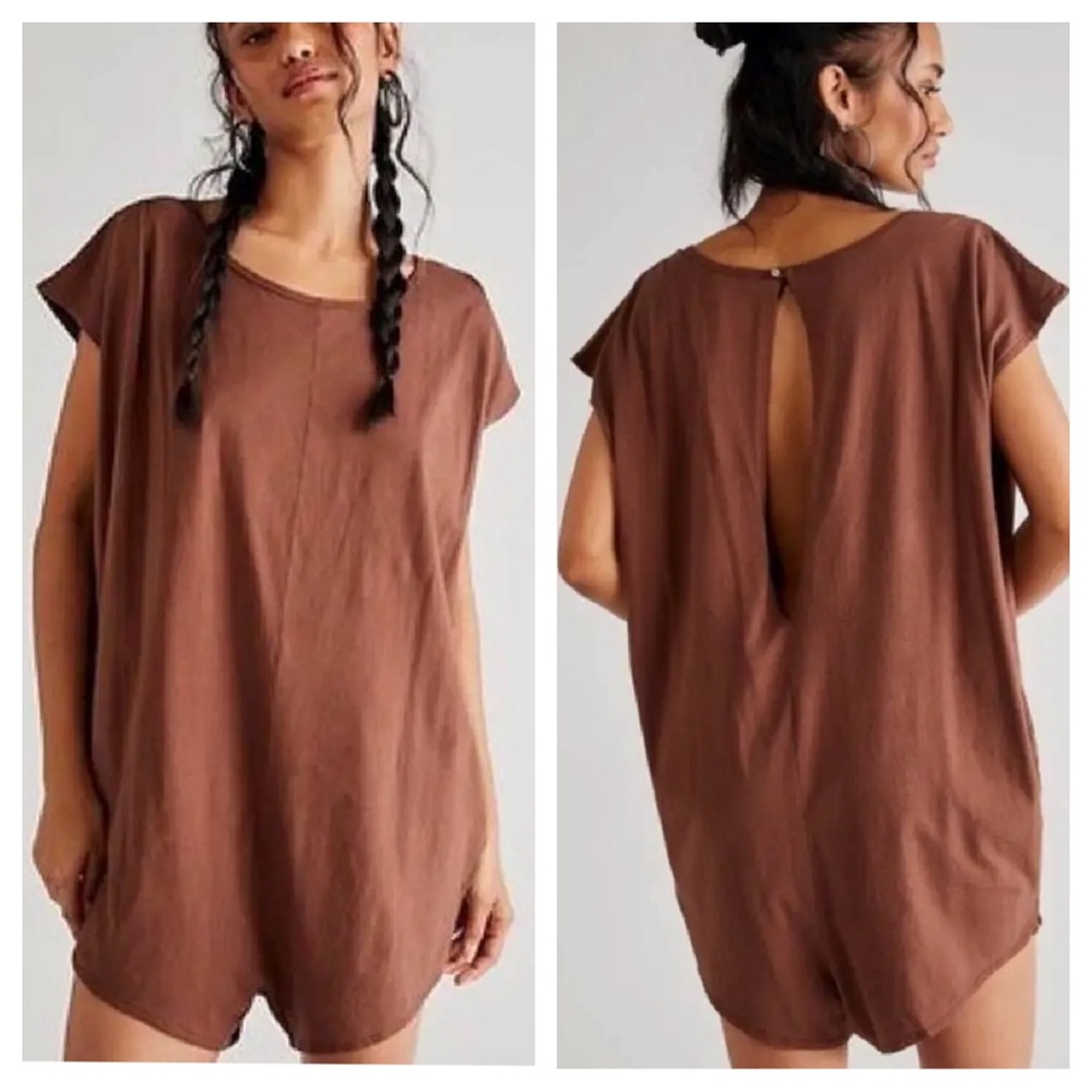 Free People FP Beach Ice Cream Romper Brown Oversized Size XS